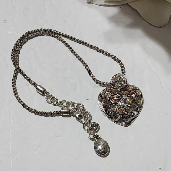 Brighton Garden of Dreams neutral tones silver plated heart necklace - Picture 3 of 5